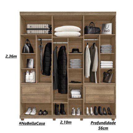 Roupeiro 2,10m 6 Portas Verona com Espelhos (2830-811) - Imagem 3