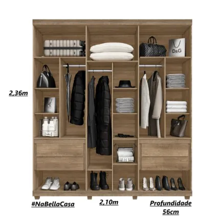 Roupeiro 2,10m 6 Portas Verona (2830) - Imagem 4