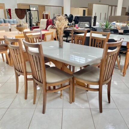 Mesa 1,55m com Vidro (137) com 6 Cadeiras Larissa (4890) - Imagem 4