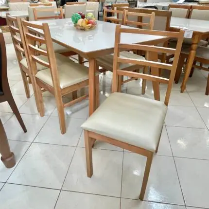 Mesa 1,60m Naiara com Vidro (3491) com 06 Cadeiras Beatriz Facto Impermeavel (1867) - Imagem 3