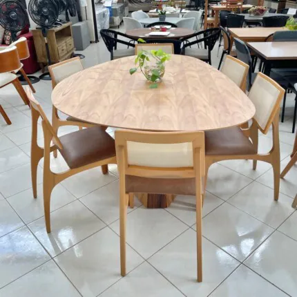 Mesa Organica 1,80m (4215) com 6 Cadeiras Romana em Tela (5051) - Imagem 3