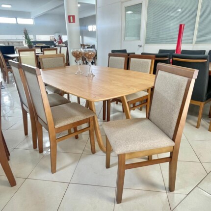 Mesa Sofia 1,80m (1452) com 6 Cadeiras Karol Linho (2585) - Imagem 4
