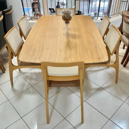 Mesa Sofia 1,80m (1452) com 6 Cadeiras Romana em Tela e Couro Eco (5051) - Imagem 2