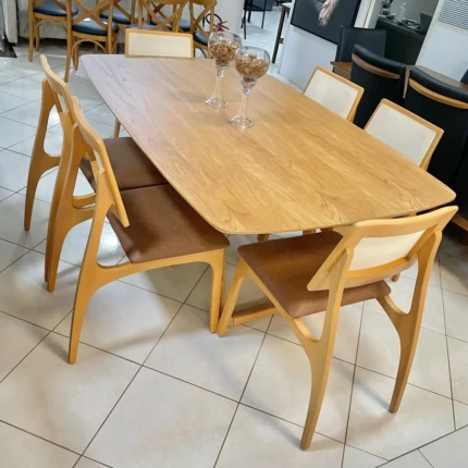 Mesa Sofia 1,80m (1452) com 6 Cadeiras Romana em Tela e Couro Eco (5051) - Imagem 4