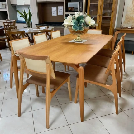 Mesa 2,20m Retangular Malibu (2004) com 8 Cadeiras Romana em Tela (5051)