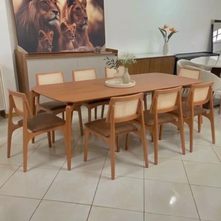 Mesa 2,20m Retangular Malibu (2004) com 8 Cadeiras Romana em Tela (5051)