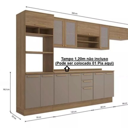 Cozinha 3,60m Botanic com Tela Natural (4351-3) - Imagem 3