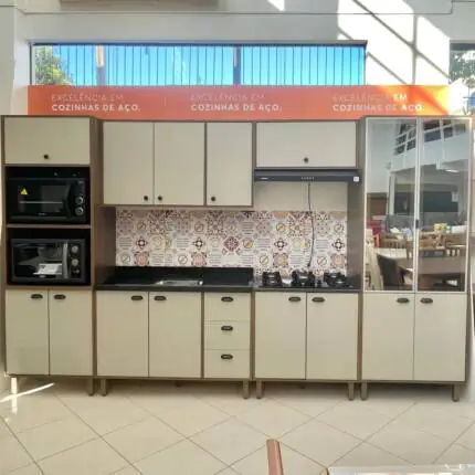 Cozinha 3,50m 100% MDF Evidence com Vidro Reflecta (4640) - Imagem 1