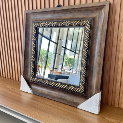 Espelho Quadrado 60 x 60cm Moldura Marrom (6220) - Imagem 3