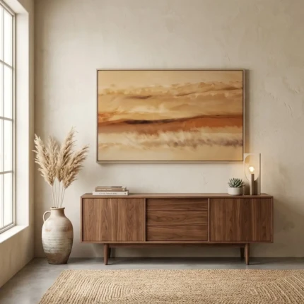 Quadro Abstrato em tons Bege 1,20m x 80cm em Canva (2550)