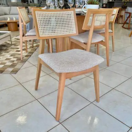 Mesa Organica Ondas (6917) com 04 Cadeiras Ayla com Tela Natural (2818) - Imagem 3