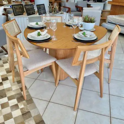 Mesa Organica Ondas (6917) com 06 Cadeiras Ayla com Tela Natural (2818) - Imagem 3