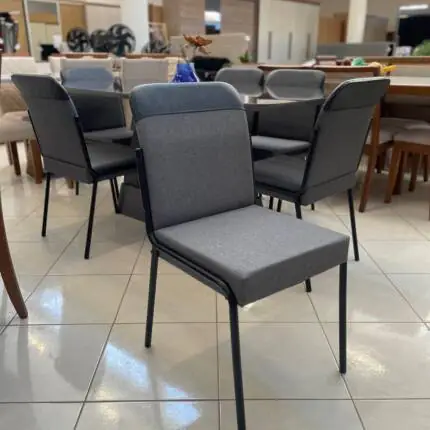 Mesa Dala 1,80m vidro Preto (2231) com 06 Cadeiras Aço Preto Duo (829) - Imagem 4