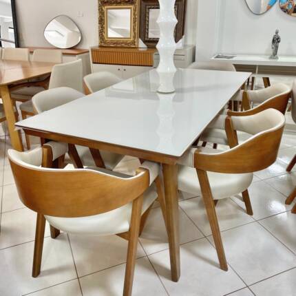 Mesa 1,80m Larissa (991) com 06 Cadeiras Rubia Tecido Impermeavel (3639) - Imagem 3