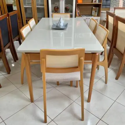 Mesa 1,80m Wind com Vidro (4802) com 6 Cadeiras Romana com Tela (2084) - Imagem 4