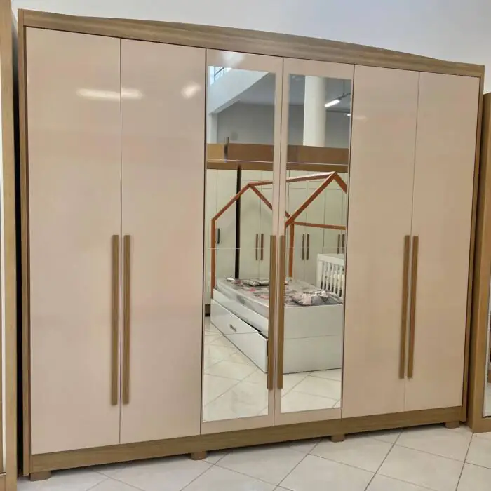 2,69m - Kappesberg - Roupeiro CB01N566-NGMC Nogueira MACADENIA COM ESPELHOS e PES (CD 5704) foto (1)