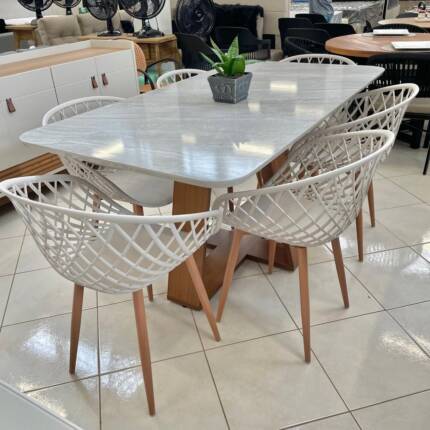 Mesa Celeste Quartzo 1,70m (5472) com 06 Cadeira Monaco Nude (2340) - Imagem 3