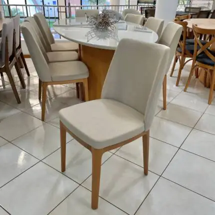 Mesa 2,18m Oval com Vidro (1048)  com 8 Cadeiras City Linho (2926) - Imagem 4