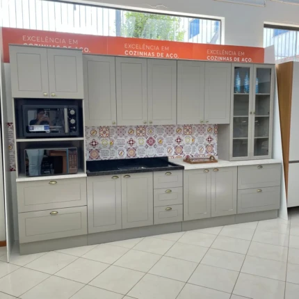 Cozinha 3,44m Americana 100% MDF Cinza (5650)