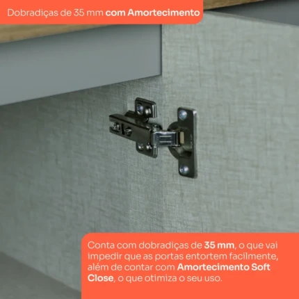 Cozinha 3,44m Americana 100% MDF Cinza (5650) - Imagem 4