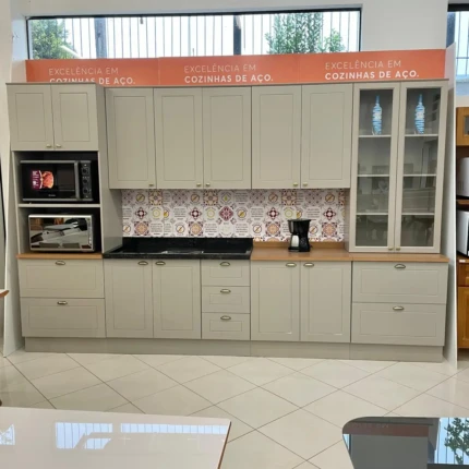 Cozinha com Bancada 3,44m Americana 100% MDF Cinza (5650-4358) - Imagem 7