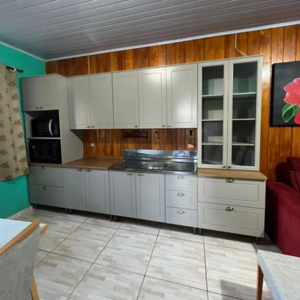 Cozinha com Bancada 3,44m Americana 100% MDF Cinza (5650-4358) - Imagem 4