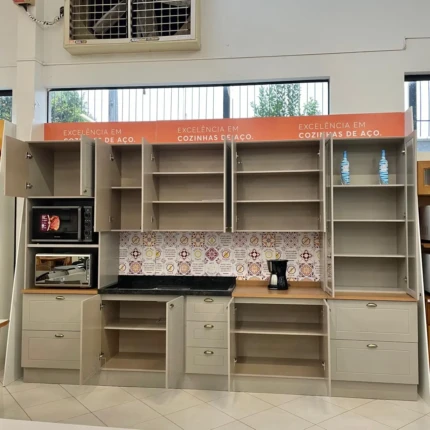 Cozinha com Bancada 3,44m Americana 100% MDF Cinza (5650-4358) - Imagem 3