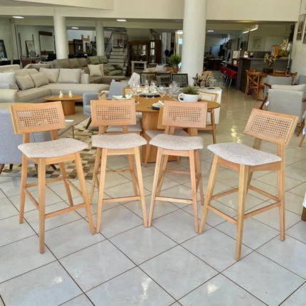 Kit Mesa Bistro e 4 Banquetas Madri em Tela Natural (6455-5283) - Imagem 5