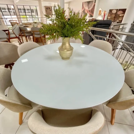 Mesa Redonda 1,37m com Vidro Branco (3321) com 06 Cadeiras Giratorias Bia (4338) - Imagem 4