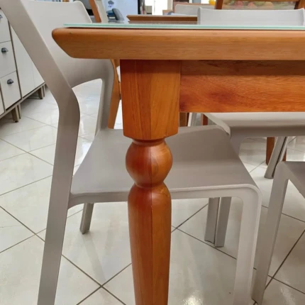 Mesa 1,60m Torneada com Vidro (2973) com 6 Cadeiras Mykonos Fendi (6532) - Imagem 3