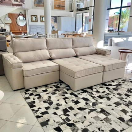 Sofa 2,84m Serenade Linho com Braço Almofadado (1824) - Imagem 4