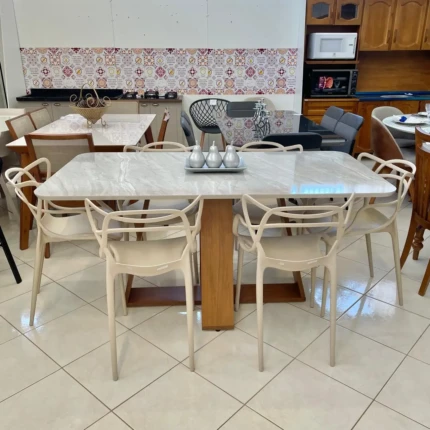 Mesa 1,70m Celeste Quartzo (5472) com 06 Cadeiras Allegra Nude (824) - Imagem 3