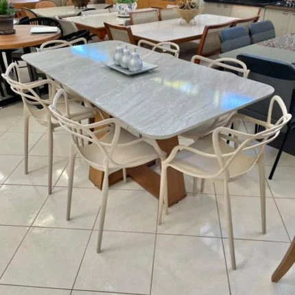 Mesa 1,70m Celeste Quartzo (5472) com 06 Cadeiras Allegra Nude (824) - Imagem 4