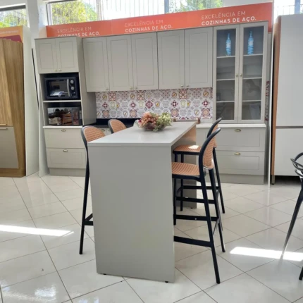 Cozinha com Bancada 3,44m Americana 100% MDF Cinza (5650-4358) - Imagem 3
