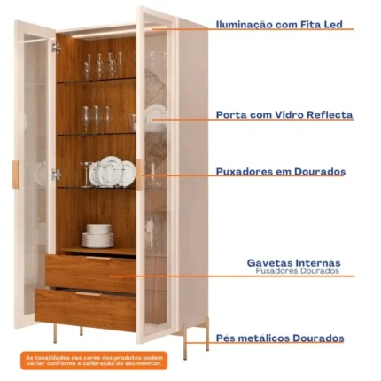 Cristaleira Olivia 80cm com LED (5340) - Imagem 4