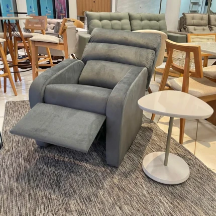 Poltrona Reclinavel Papai Minerva Veludo Soft Cinza (4407)