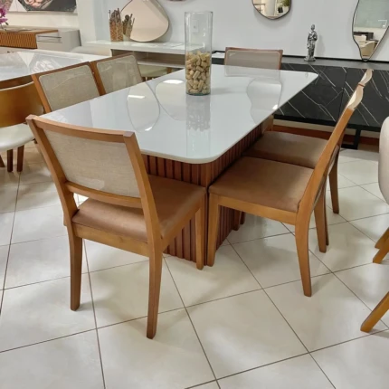 Mesa Ripada 1,70m Canes Freijo (1977) com 6 Cadeira Madeira Relax (2716) - Imagem 3