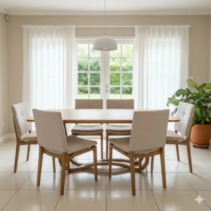 Mesa 1,80m Wave (2486) com 6 Cadeiras Hill Linho Claro (6550) - Imagem 4