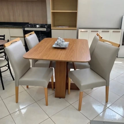 Mesa 1,20m Celeste Freijo (1851) com 4 Cadeiras Betina Facto IMPERMEAVEL (3884)