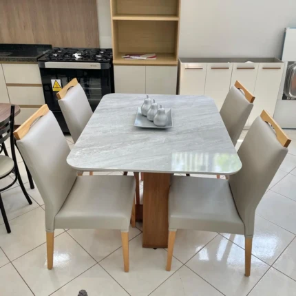 Mesa 1,20m Celeste Quartzo (3198) com 4 Cadeiras Betina Facto IMPERMEAVEL (3884) - Imagem 3