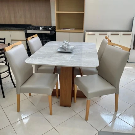 Mesa 1,20m Celeste Quartzo (3198) com 4 Cadeiras Betina Facto IMPERMEAVEL (3884) - Imagem 4