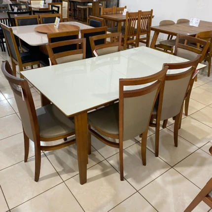 Mesa 1,80m Larissa (991) com 6 Cadeiras Vitoria Impermeavel (3421)