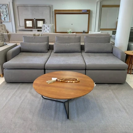 Sofa 3m Zurich - Vira Cama - Tecido Cinza Nobre (5595)