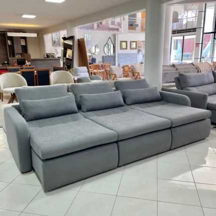 Sofa 3m vira Cama Zurich Tecido Cinza Nobre (5595) - Imagem 3