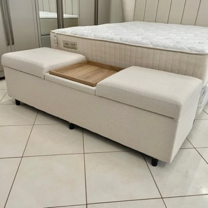 Baú Recamier 1,60m Vintage com Bandeja em tecido Nobre (2267) - Imagem 1