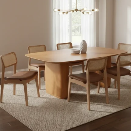 Mesa 1,80m Hannover (1517) com 06 Cadeiras Alvin Tela Natural (5661) - Imagem 1