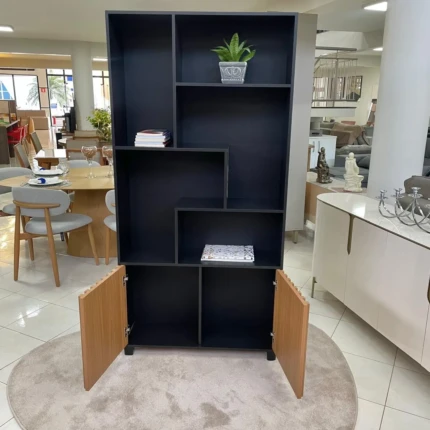 Armario 92cm 100% MDF C59 Livreiro Preto com Freijo (3773) - Imagem 3