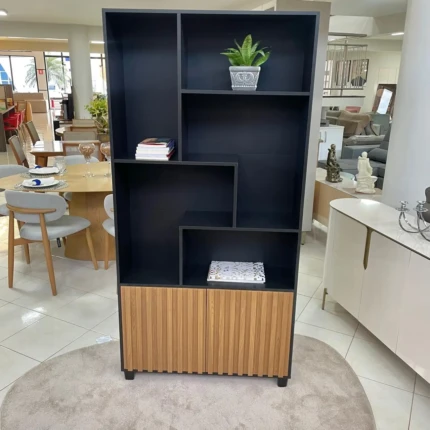 Armario 92cm 100% MDF C59 Livreiro Preto com Freijo (3773)