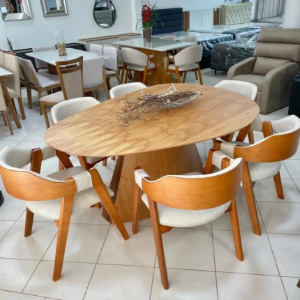 Mesa Organica 1,80m (4215) com 6 Cadeiras com Braço e Tecido Impermeavel (4713) - Imagem 3