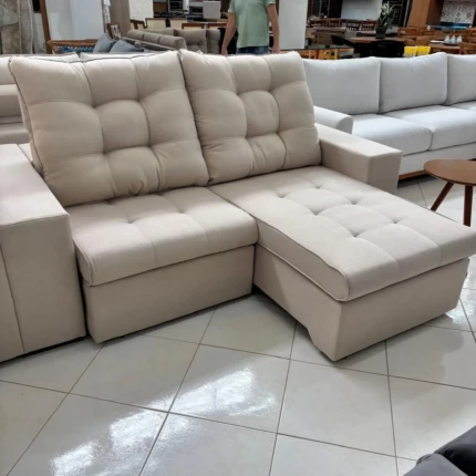 Sofa 2,50m Ferrero em Linho bege (4612) - Imagem 5